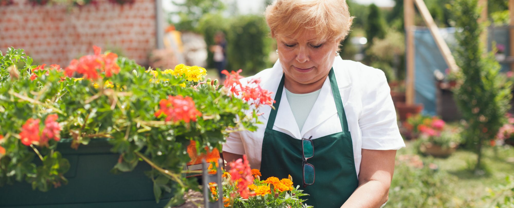 Senior Florist Arranging Flowers